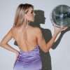 purple satin dress with open back UK
