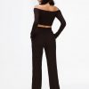 off the shoulder knitted tracksuit pants