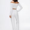 knitted white off the shoulder mod tracksuit