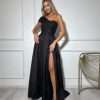 asymmetrical elegant black formal maxi dress handmade party dress unique evening dress
