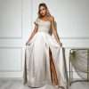 beige maxi dress- formal corset dress