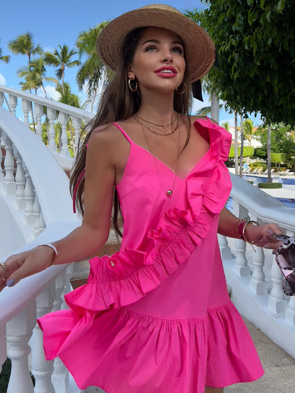 bold colour mini dress · stretch cotton summer dress