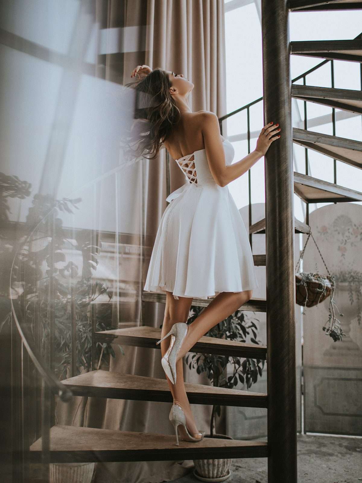 hen party dress white with Lace-up corset back detail on short white wedding dress — GLOWSYOU