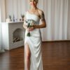 off the shoulder white wedding dress
