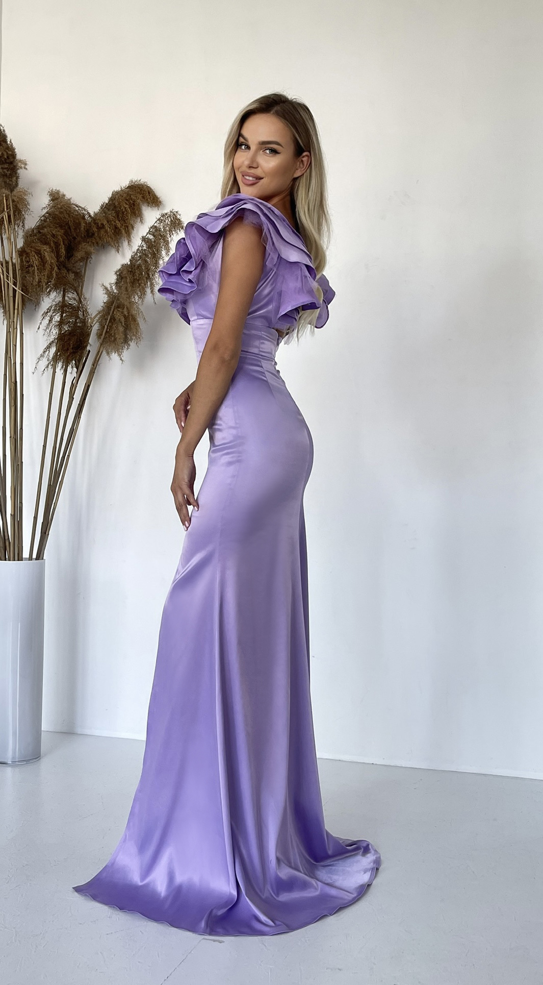 purple maxi cocktail dress