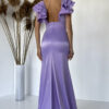 lavender maxi prom dress with open back