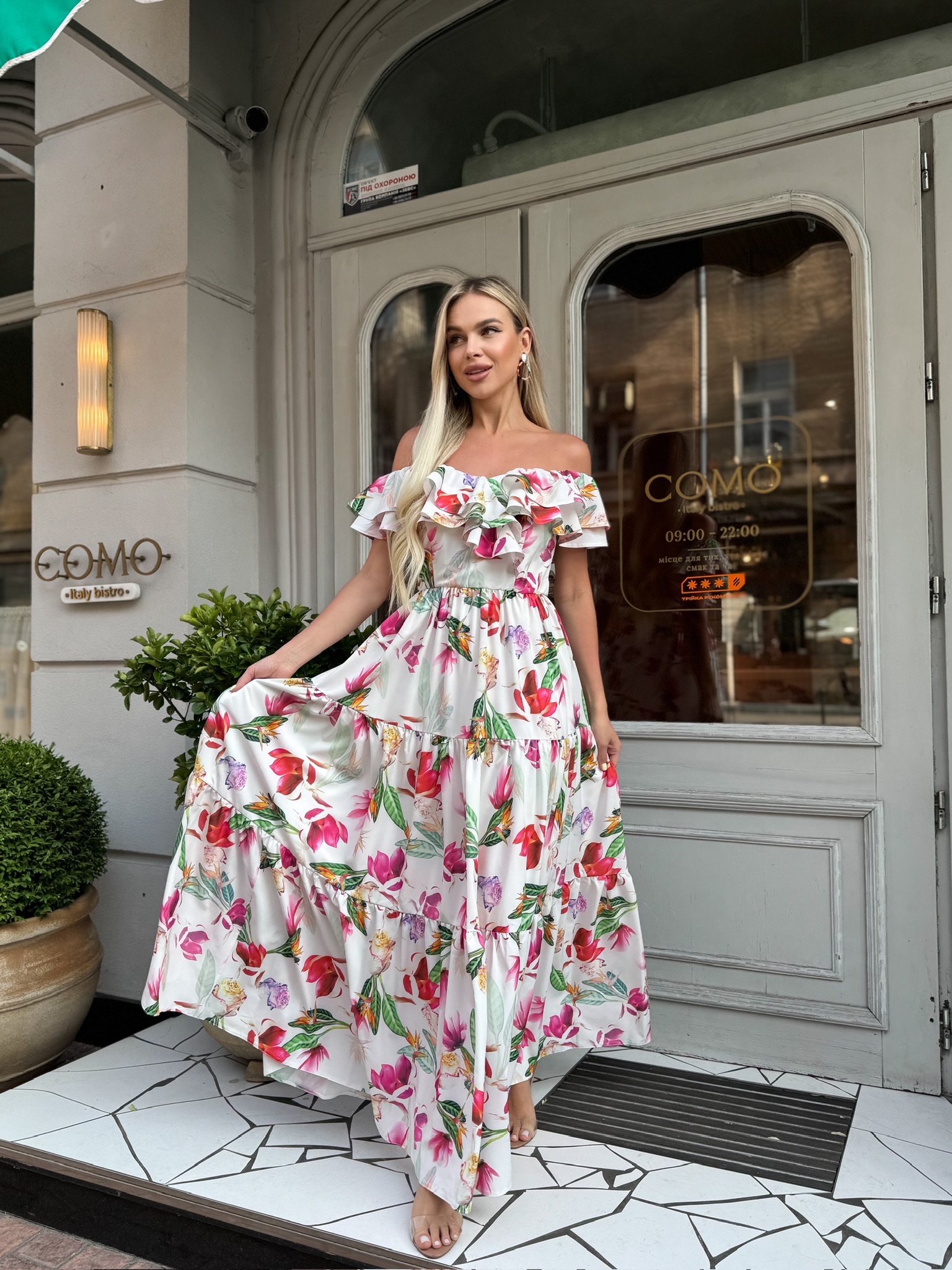 a line floral dress