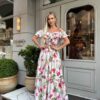 off the shoulder pastel floral dress