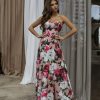 Peony floral off shoulder corset maxi dress with lace-up back, full length front view Off Shoulder Floral Corset Maxi Dress